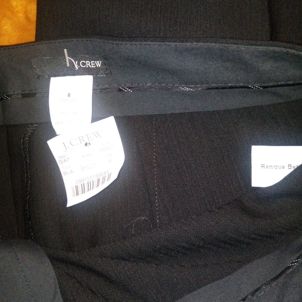 J. Crew Black Tonal Striped Wool Straight Leg Pants Sz 6 NWT - Picture 7 of 14